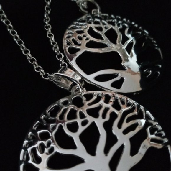 New 32" Hot Silver Plated Big Energy Tree Necklace - Picture 4 of 5